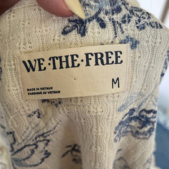 We the free floral lace cottagecore coquette long sleeve top flowers blue - Picture 3 of 3